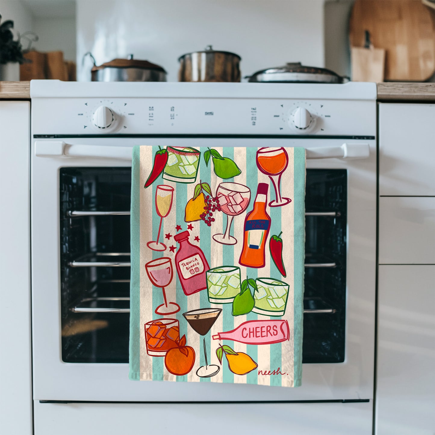 Cocktails Tea Towel