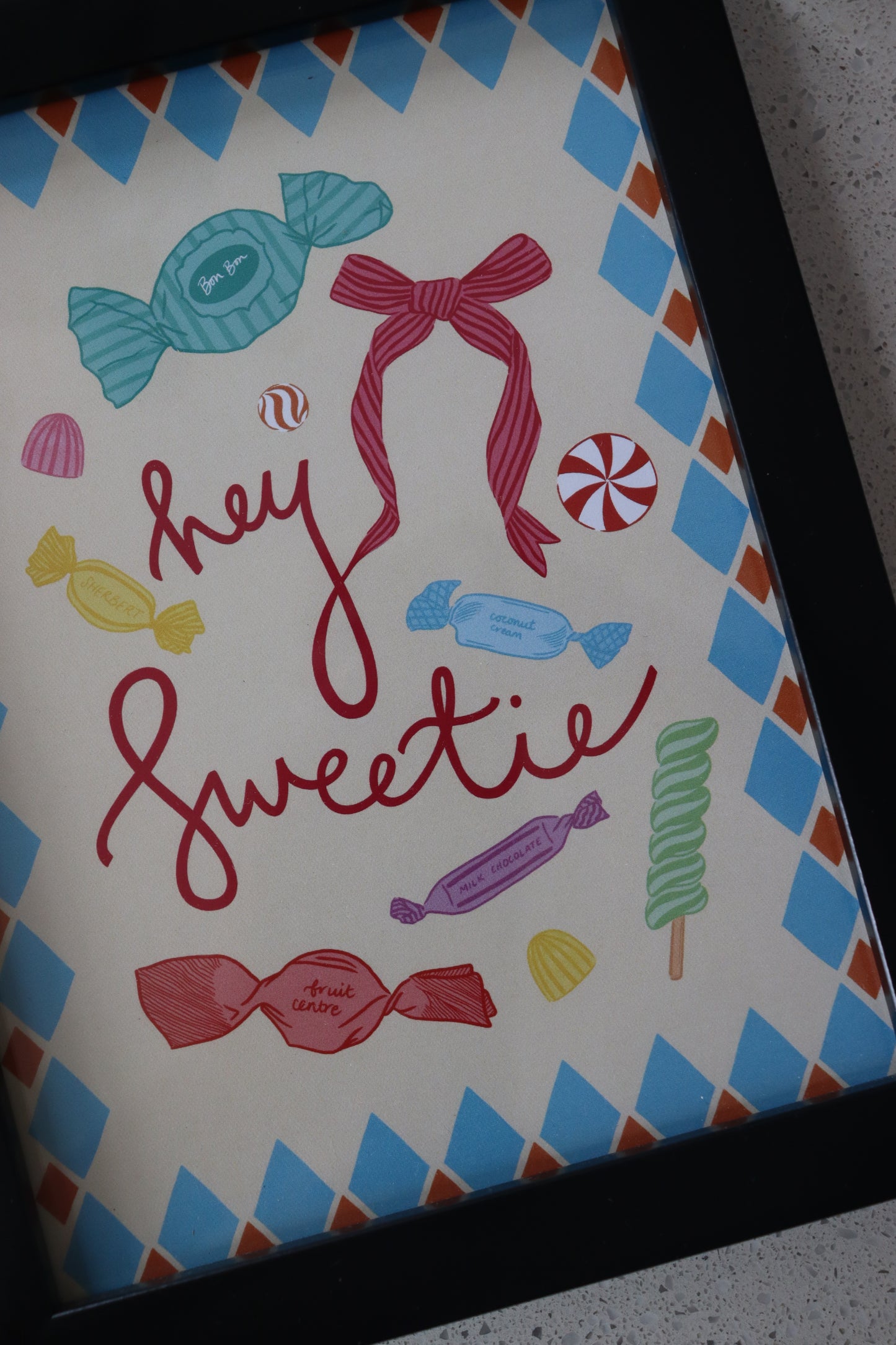 A5 Black Framed Hey Sweetie