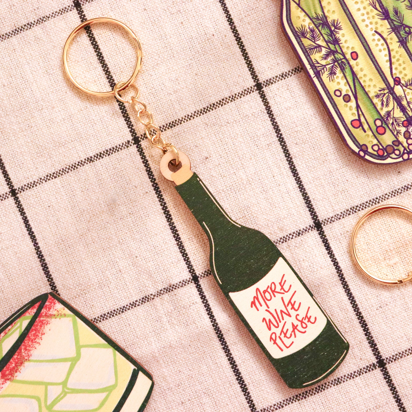 More Wine Please Keyring