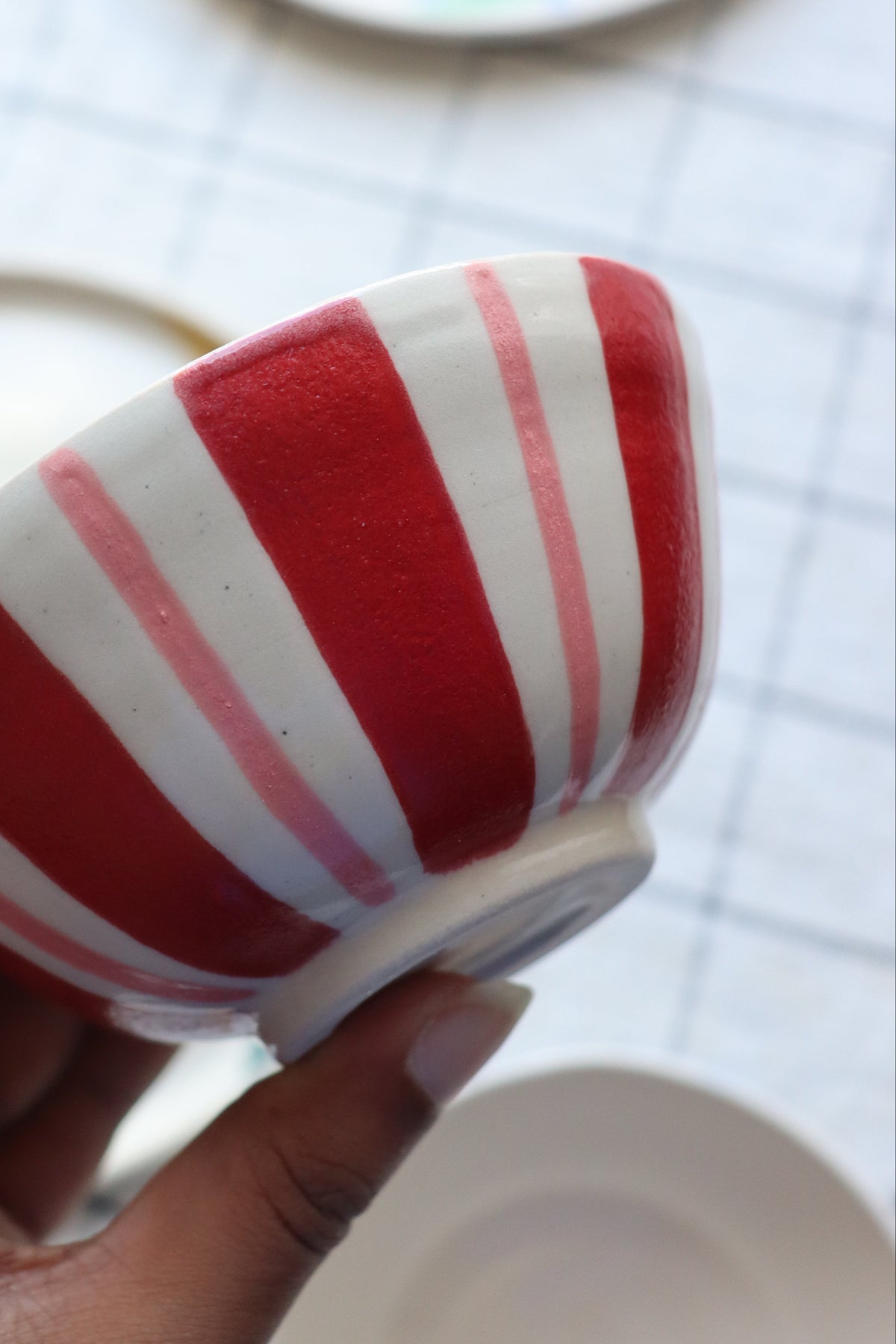 Red Stripe Snack Bowl