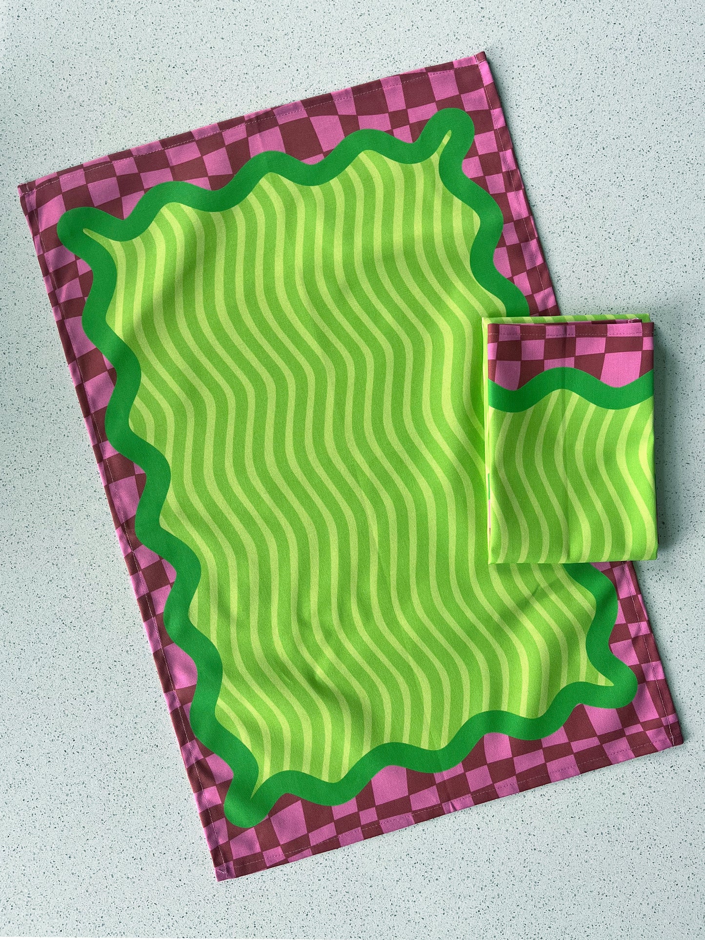 Retro Wiggle Tea Towel