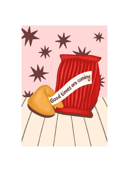 Good Luck Fortune Cookie Card