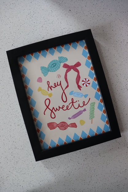 A5 Black Framed Hey Sweetie