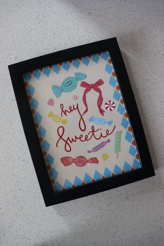 A5 Black Framed Hey Sweetie