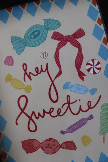A5 Black Framed Hey Sweetie