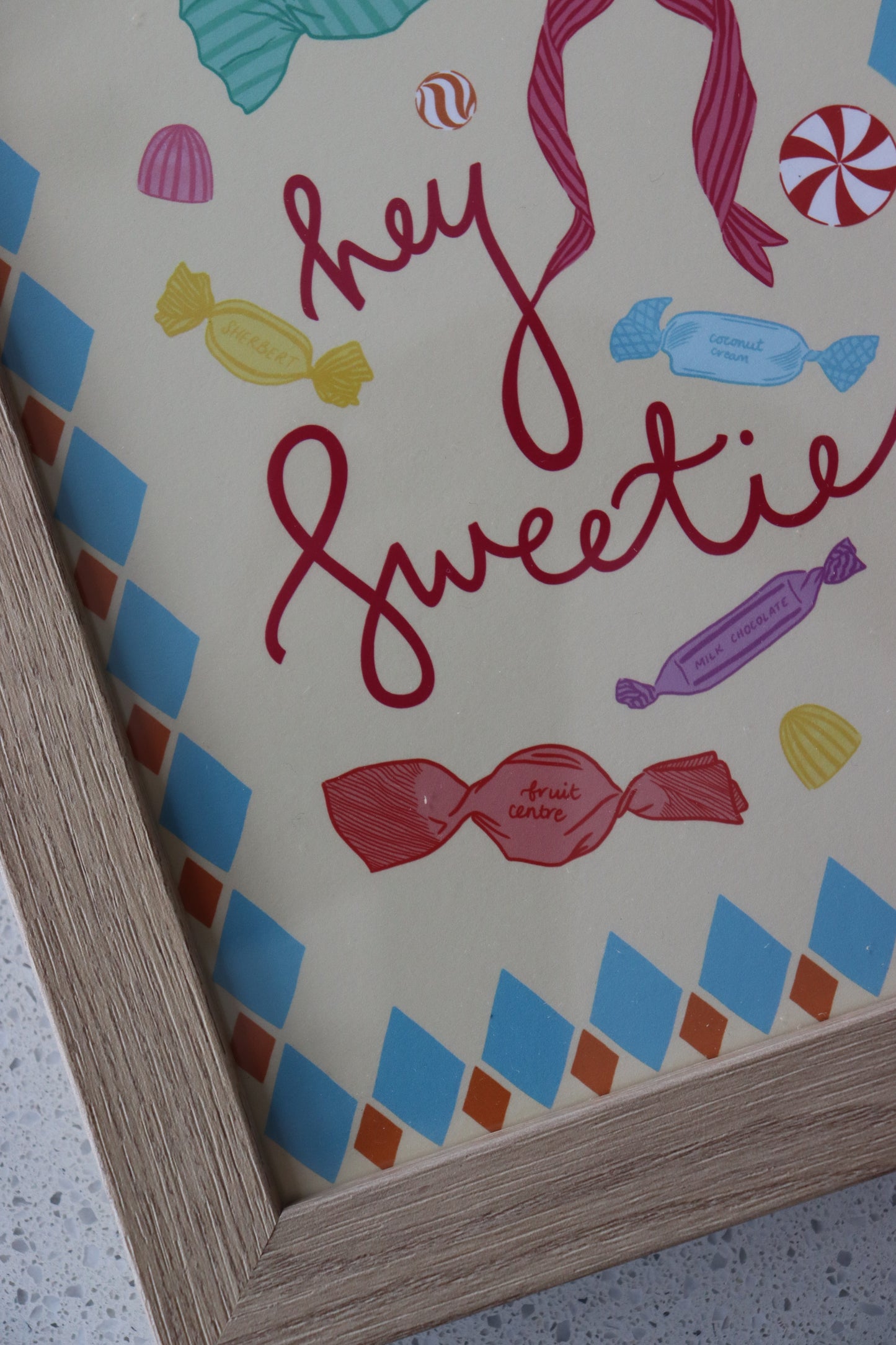 A5 Wood Framed Hey Sweetie