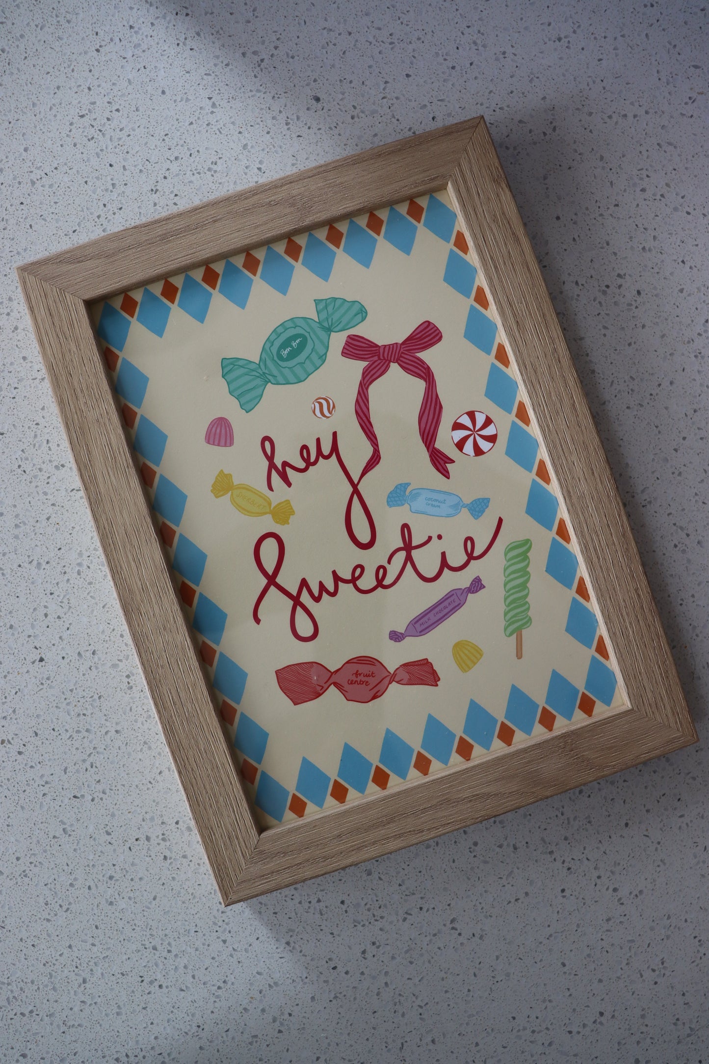 A5 Wood Framed Hey Sweetie
