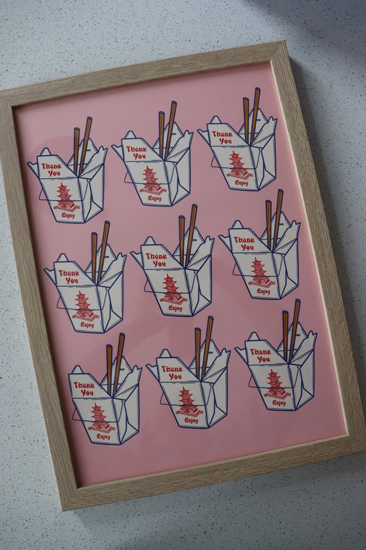 A3 Wood Framed Takeaway Nights