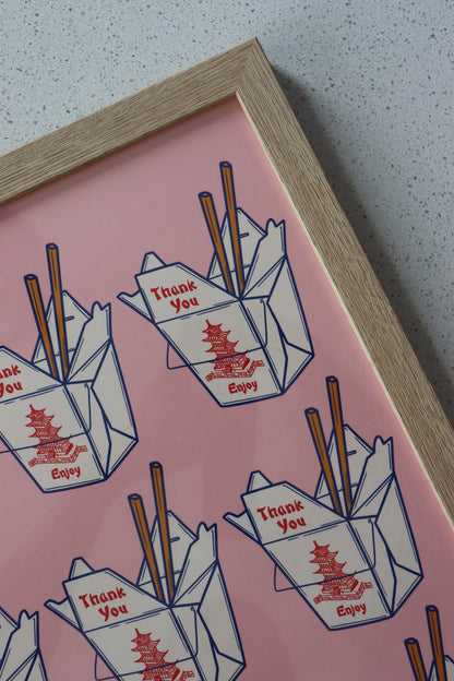 A3 Wood Framed Takeaway Nights