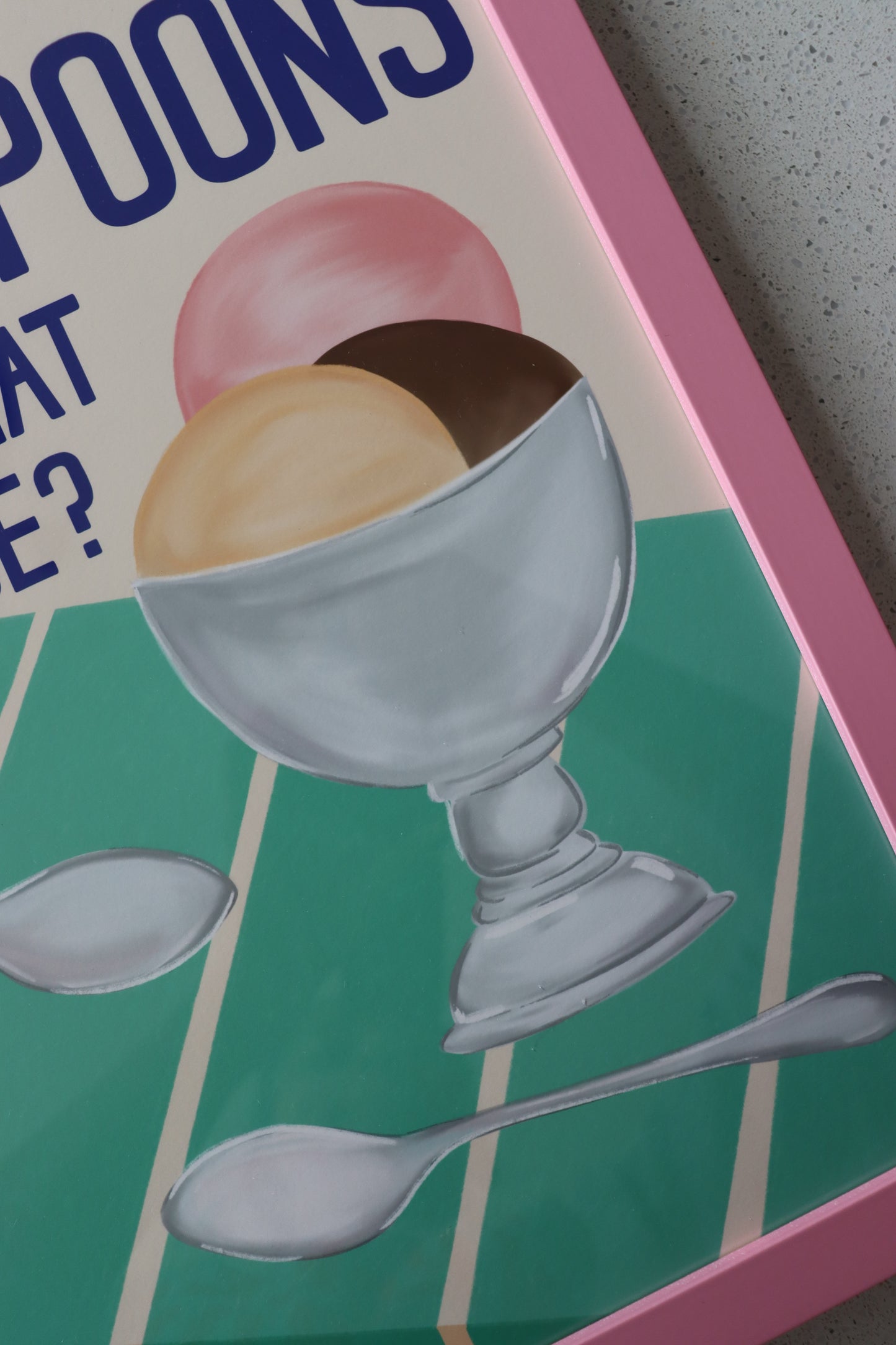 A3 Pink Framed Can we have Two Spoons with that please