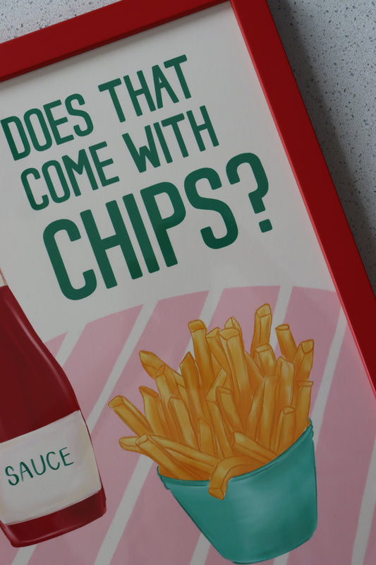 A3 Red Framed Does that come with Chips