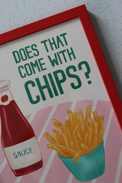 A3 Red Framed Does that come with Chips