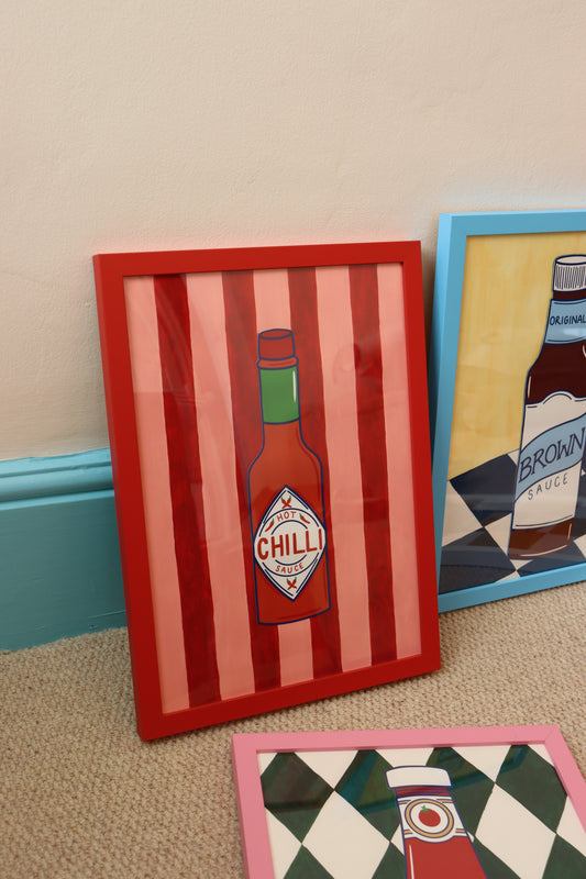 Chilli Hot Sauce Framed Original Artwork