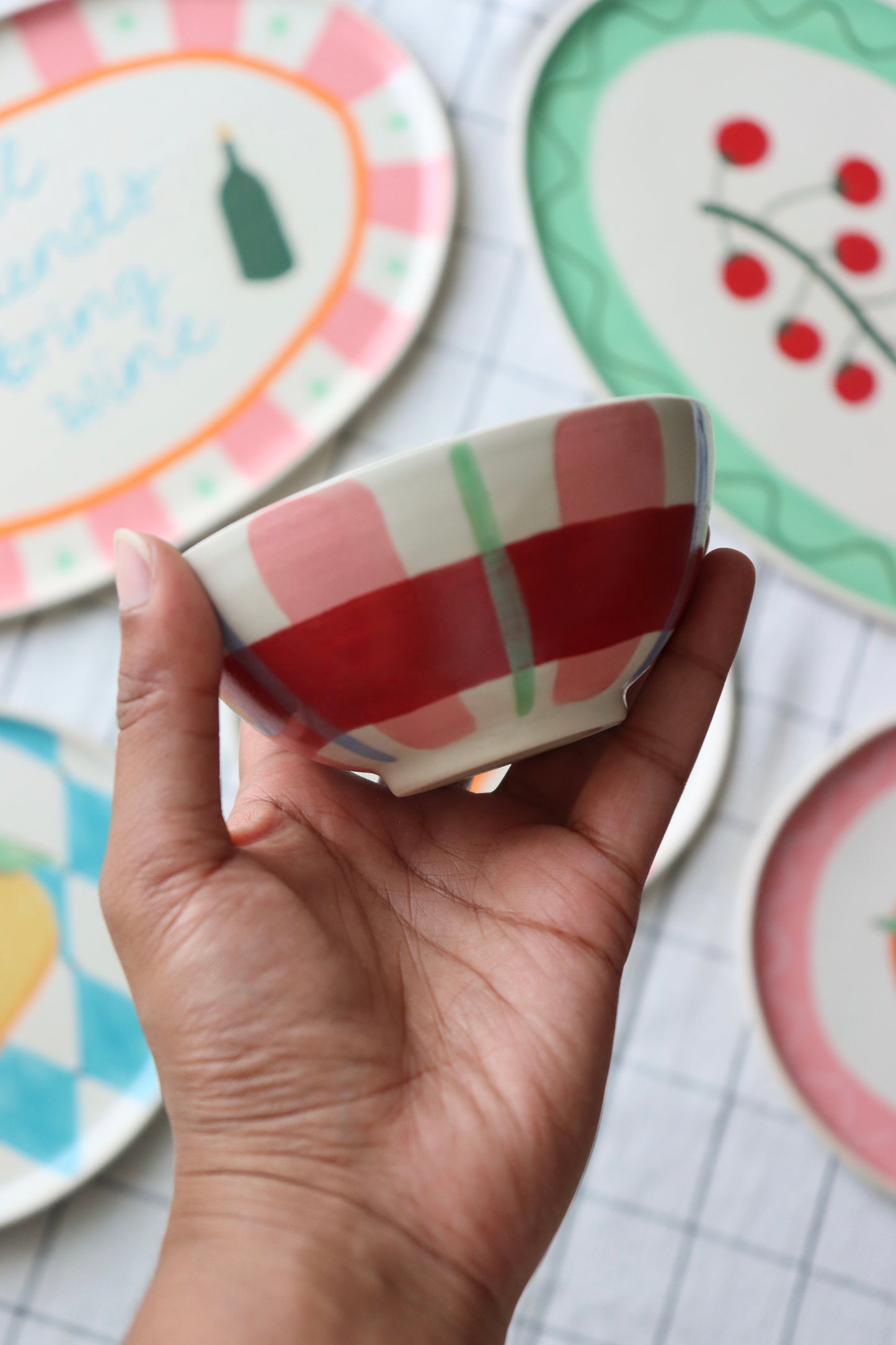 Gingham Snack Bowl