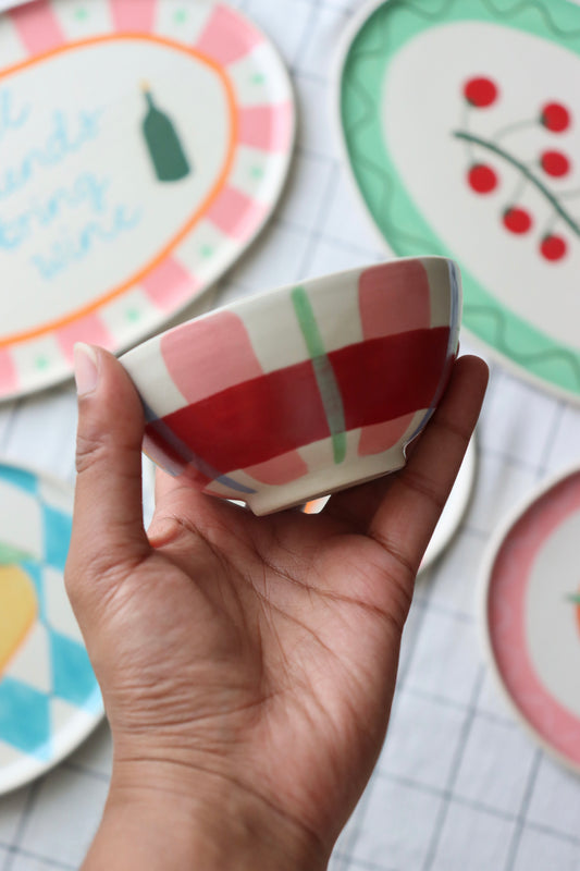 Gingham Snack Bowl