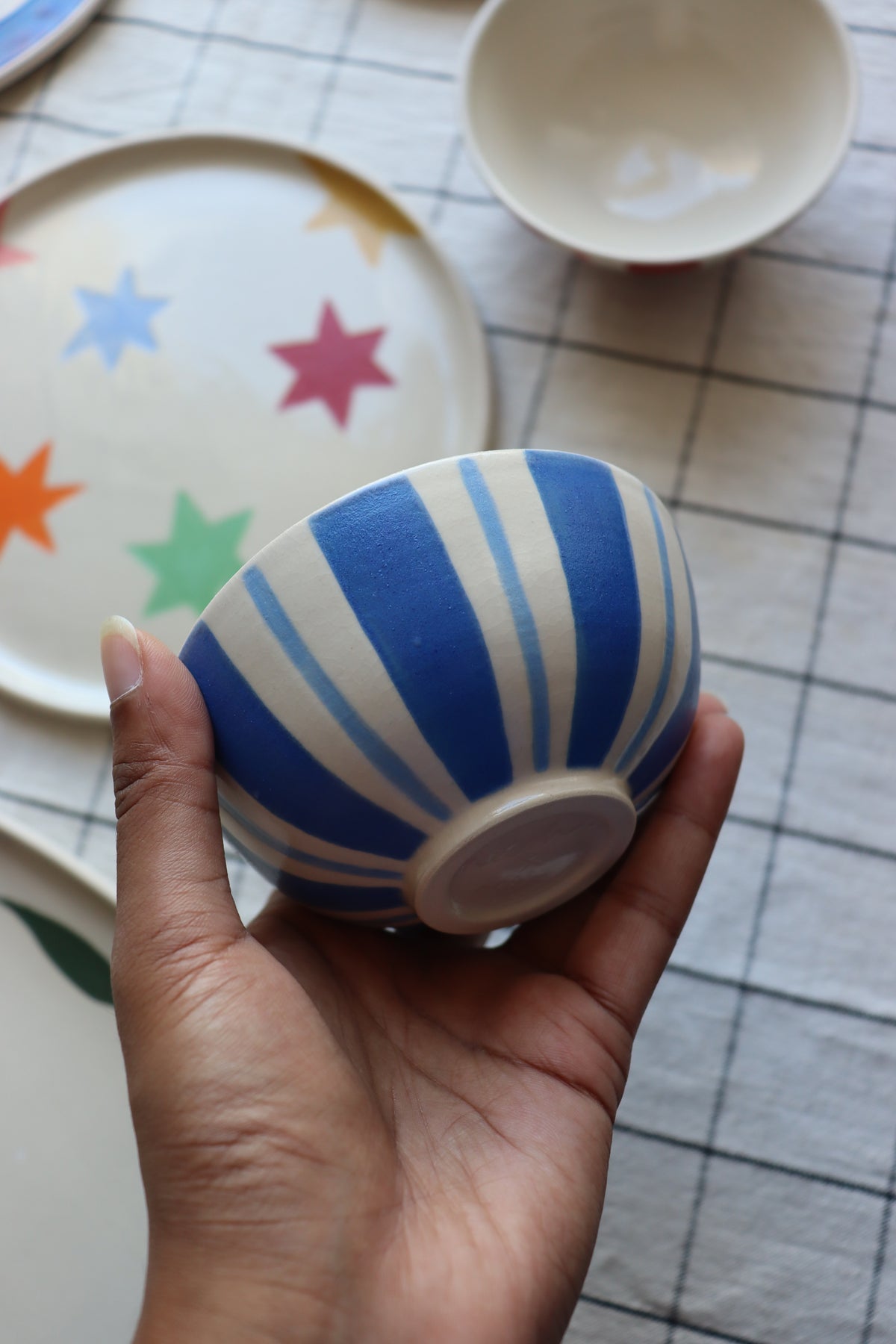 Blue Stripe Snack Bowl