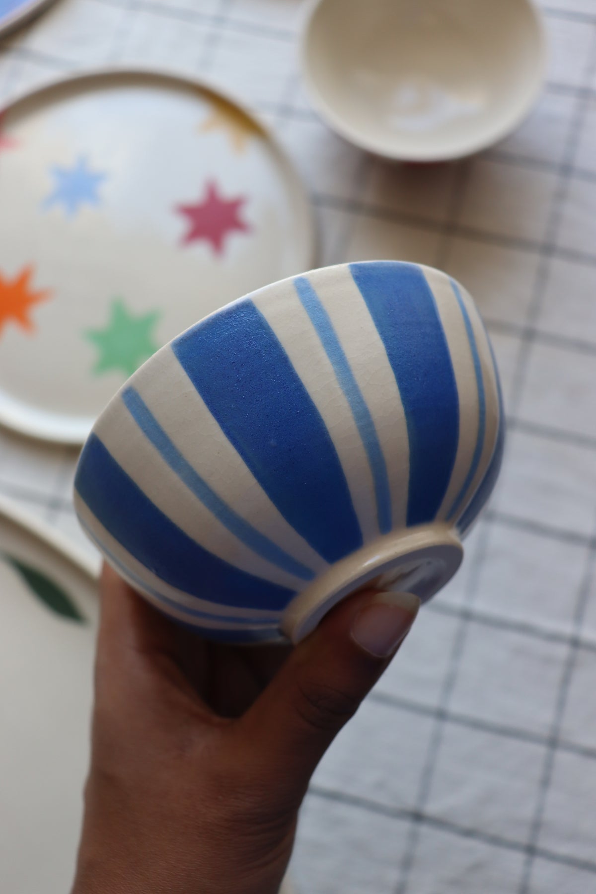 Blue Stripe Snack Bowl