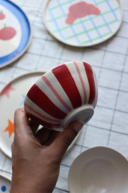 Red Stripe Snack Bowl