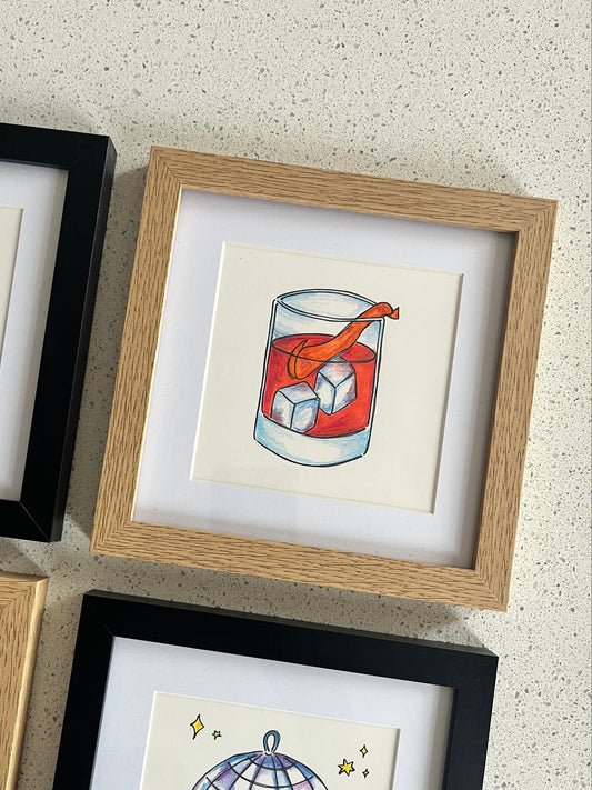 Negroni Square Framed Original Artwork