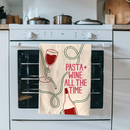 Pasta and Wine Tea Towel